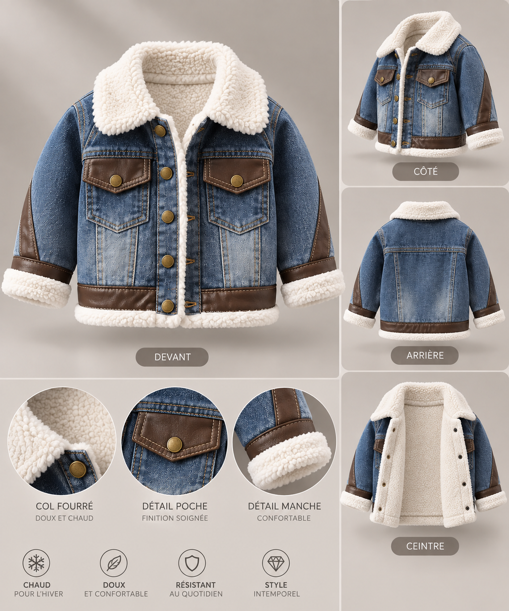 Veste en jean doublée polaire