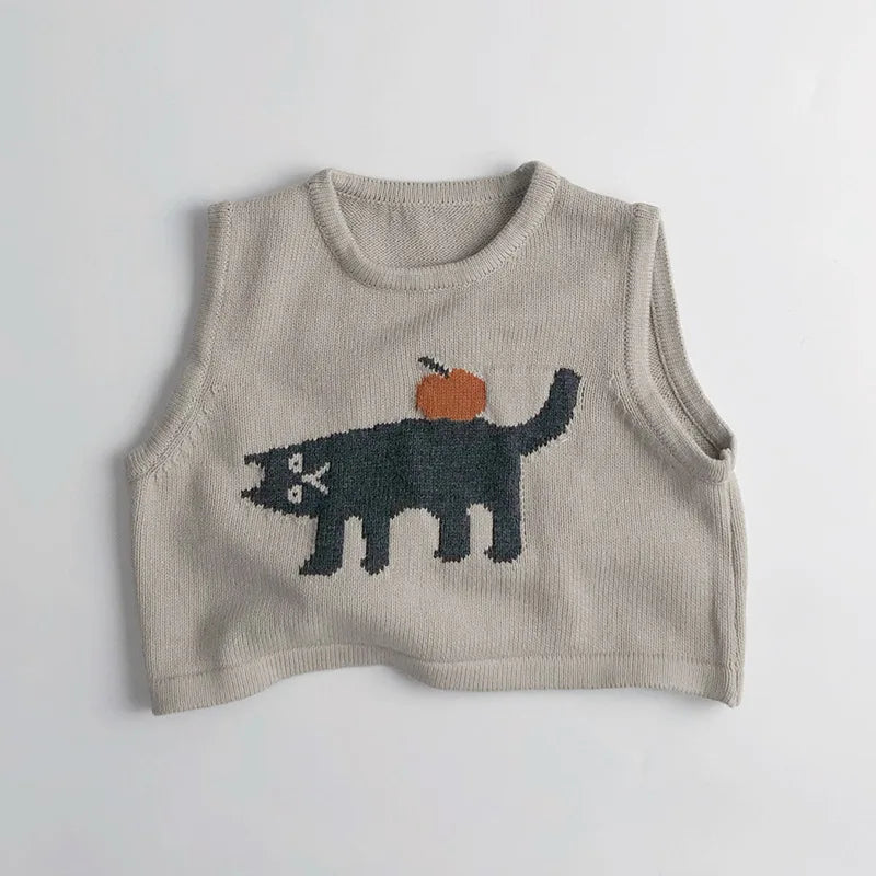 Pull sans manches motif animaux