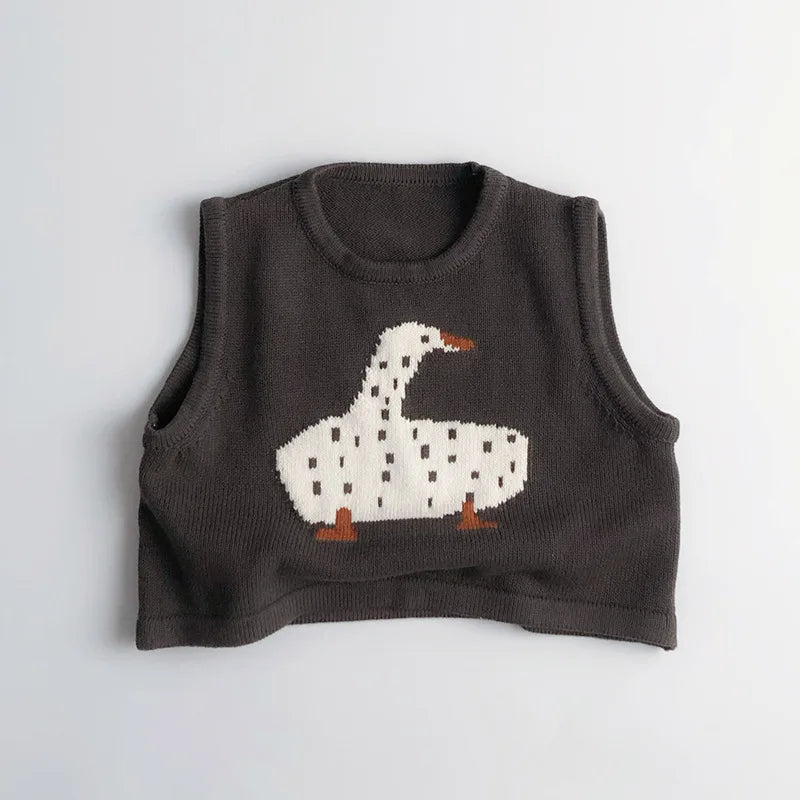 Pull sans manches motif animaux