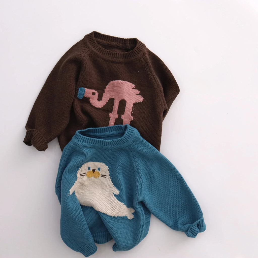 Pull tricoté motif animal