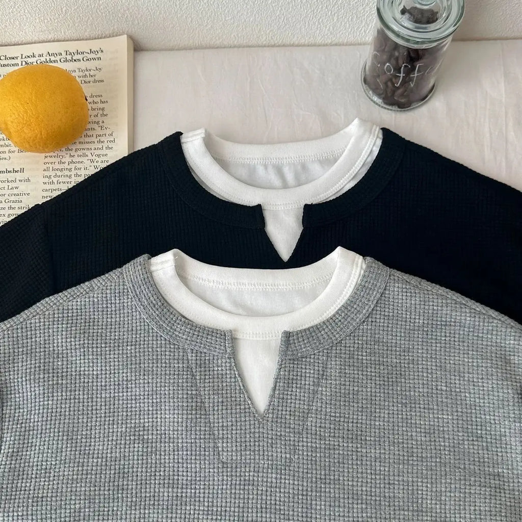 T-shirt gaufré effet deux pièces