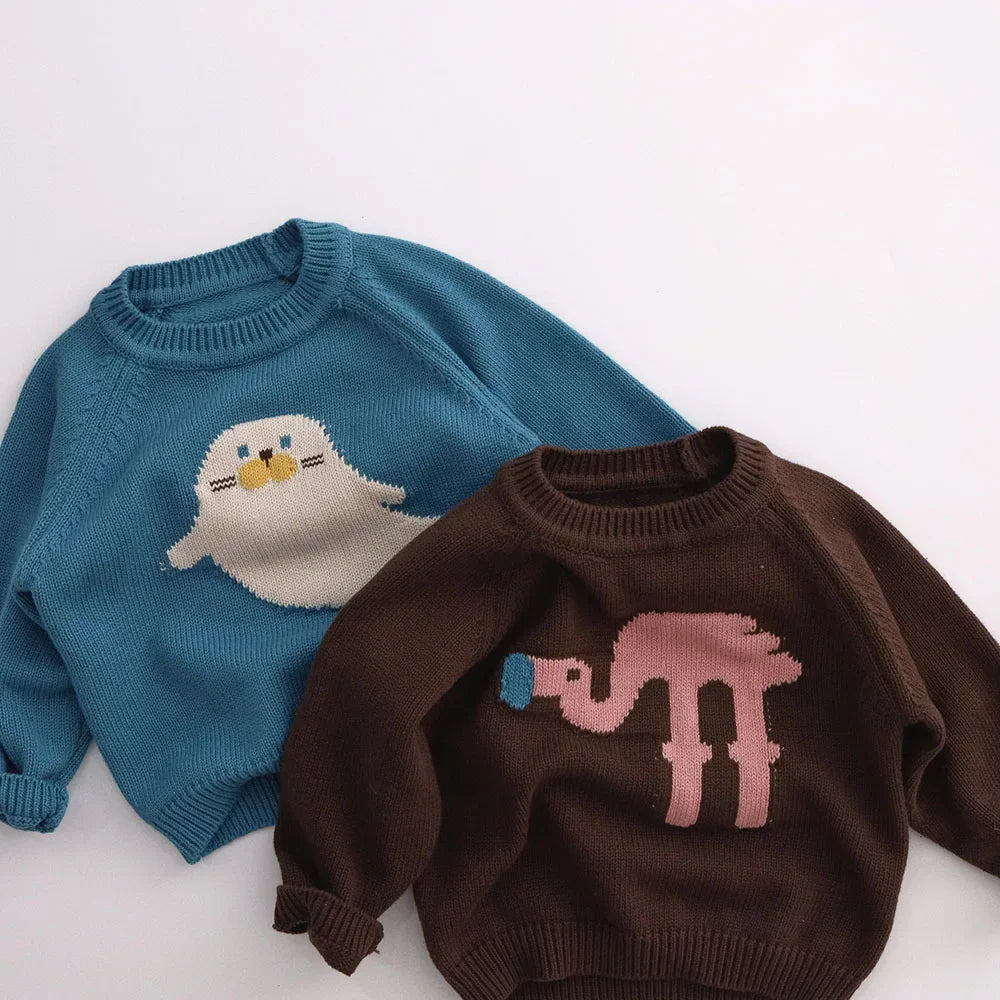 Pull tricoté motif animal