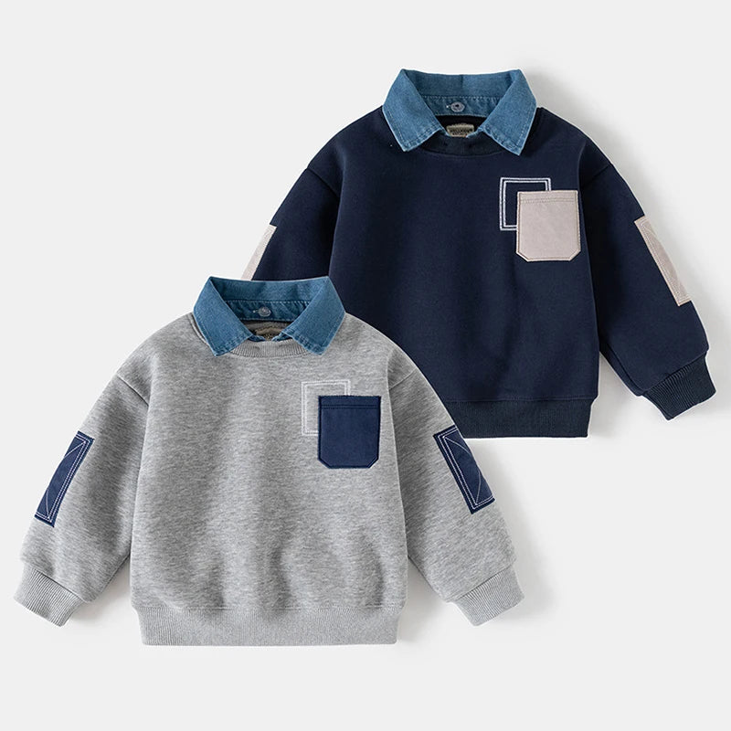 Sweat polaire col en jean