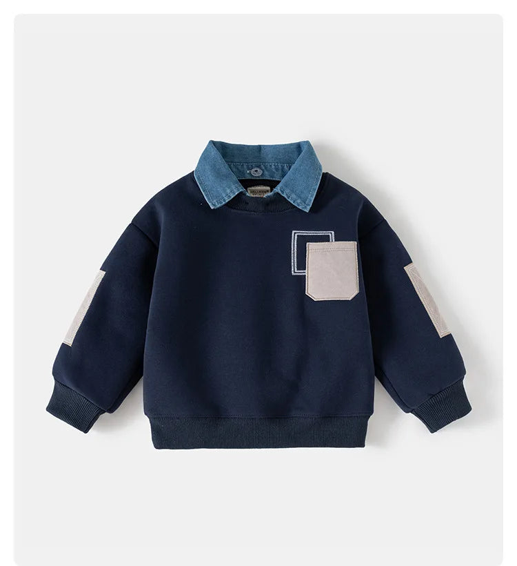 Sweat polaire col en jean