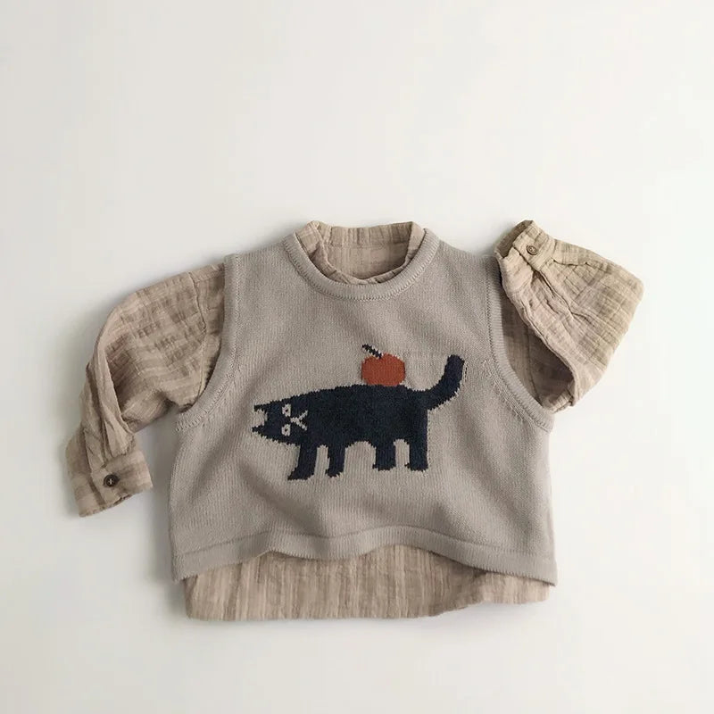 Pull sans manches motif animaux