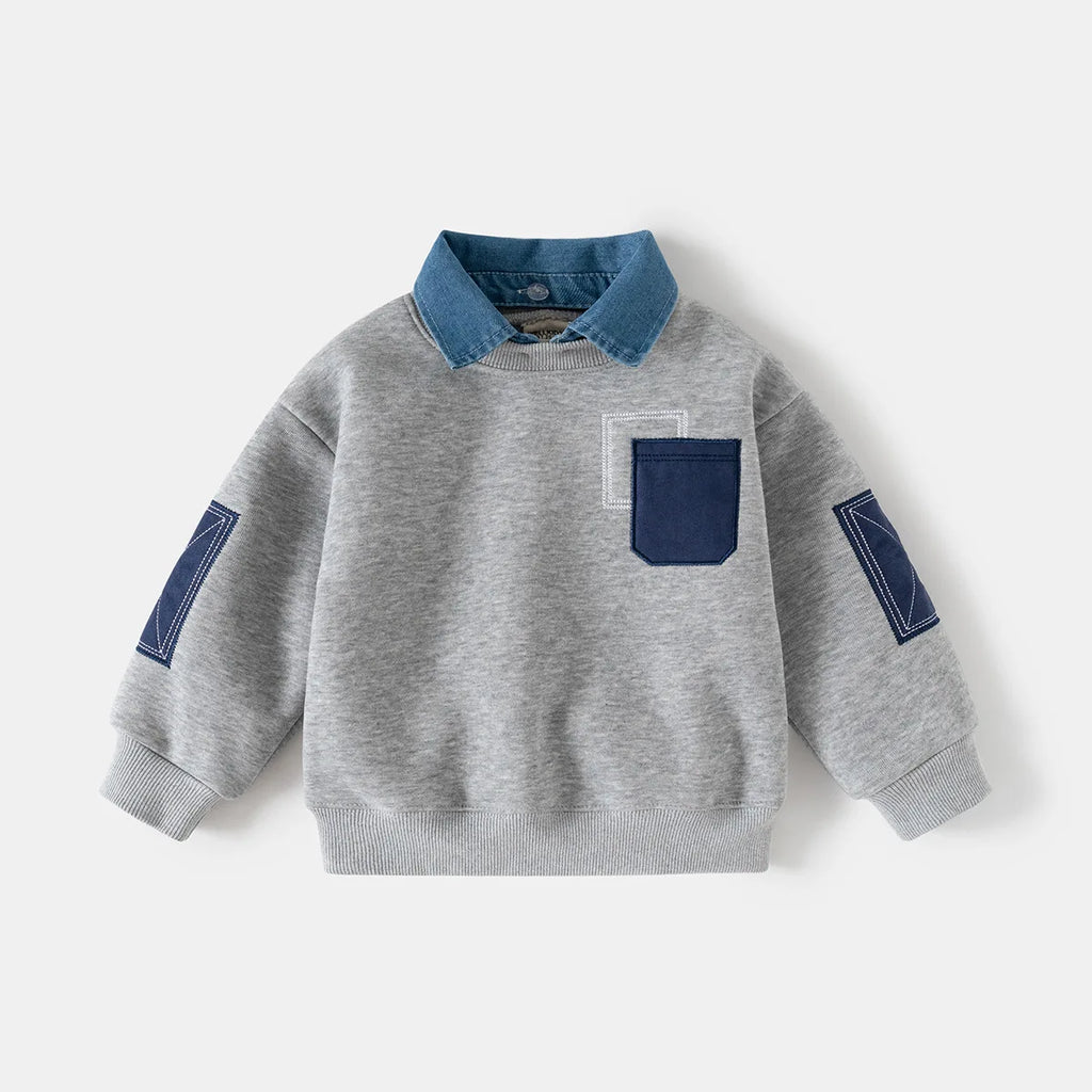 Sweat polaire col en jean