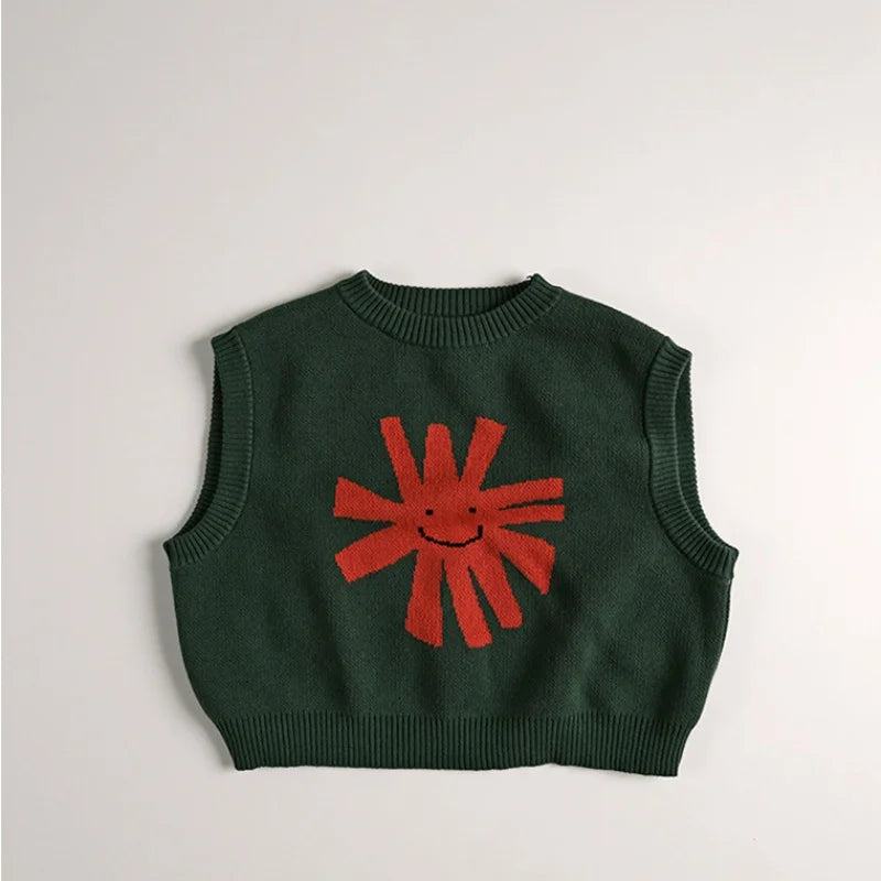 Gilet tricoté motif dessin animé