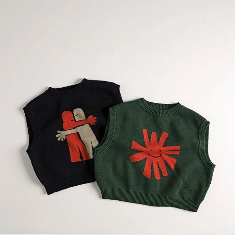 Gilet tricoté motif dessin animé