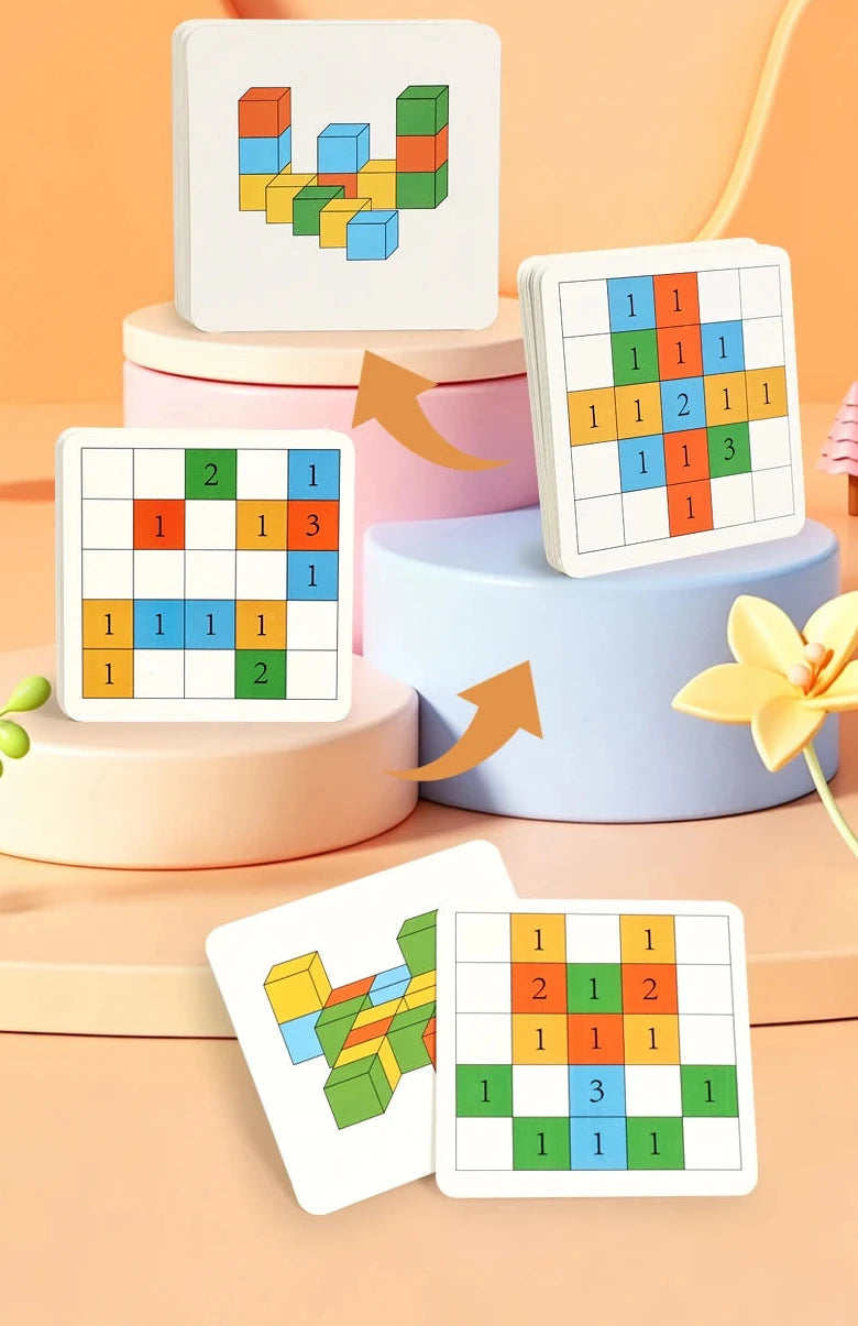 Jeu de blocs 3D de logique