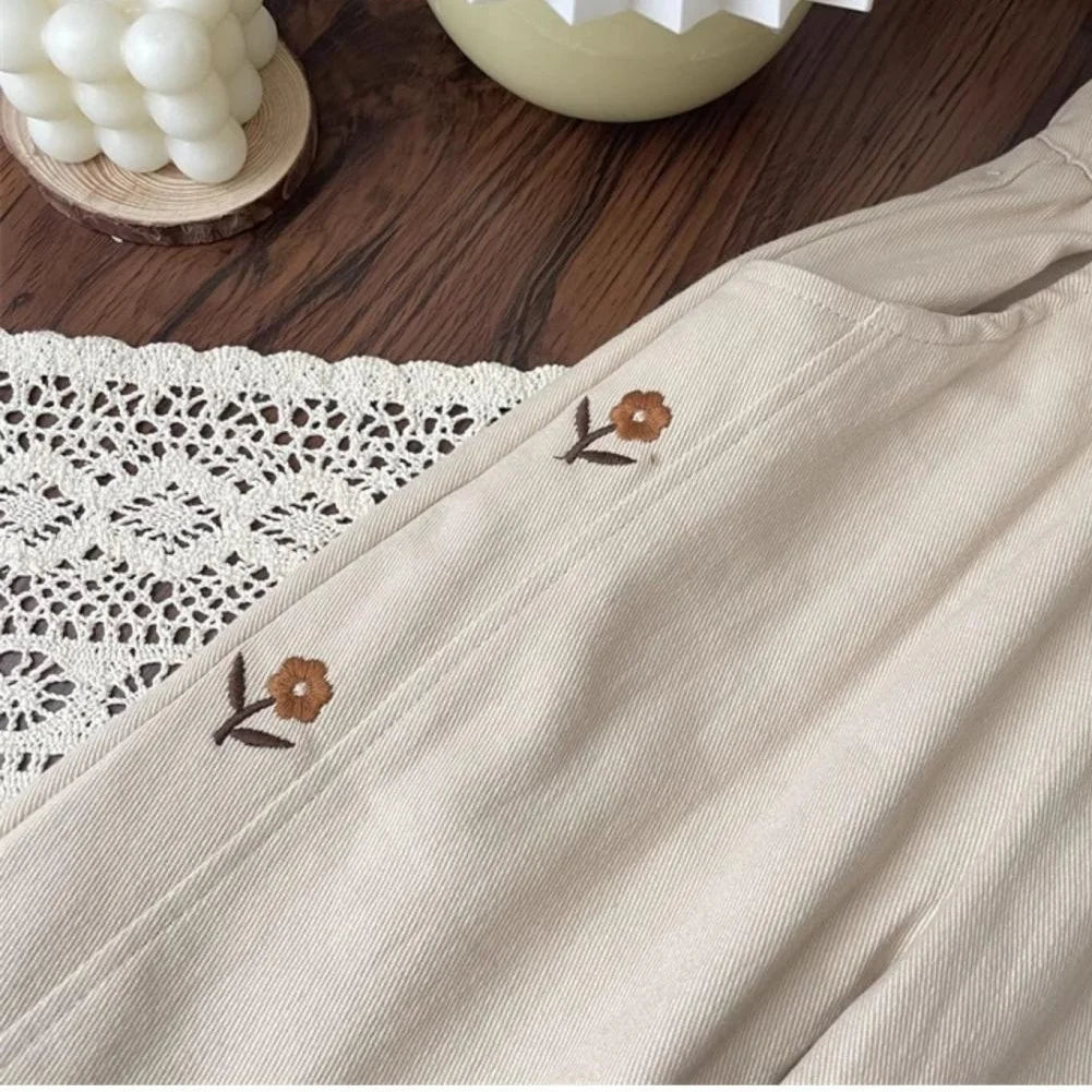 Pantalon en coton brodé